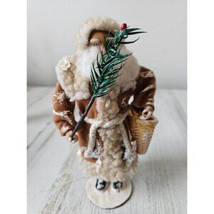 Vintage Santa paper mache basket tree figurine statue